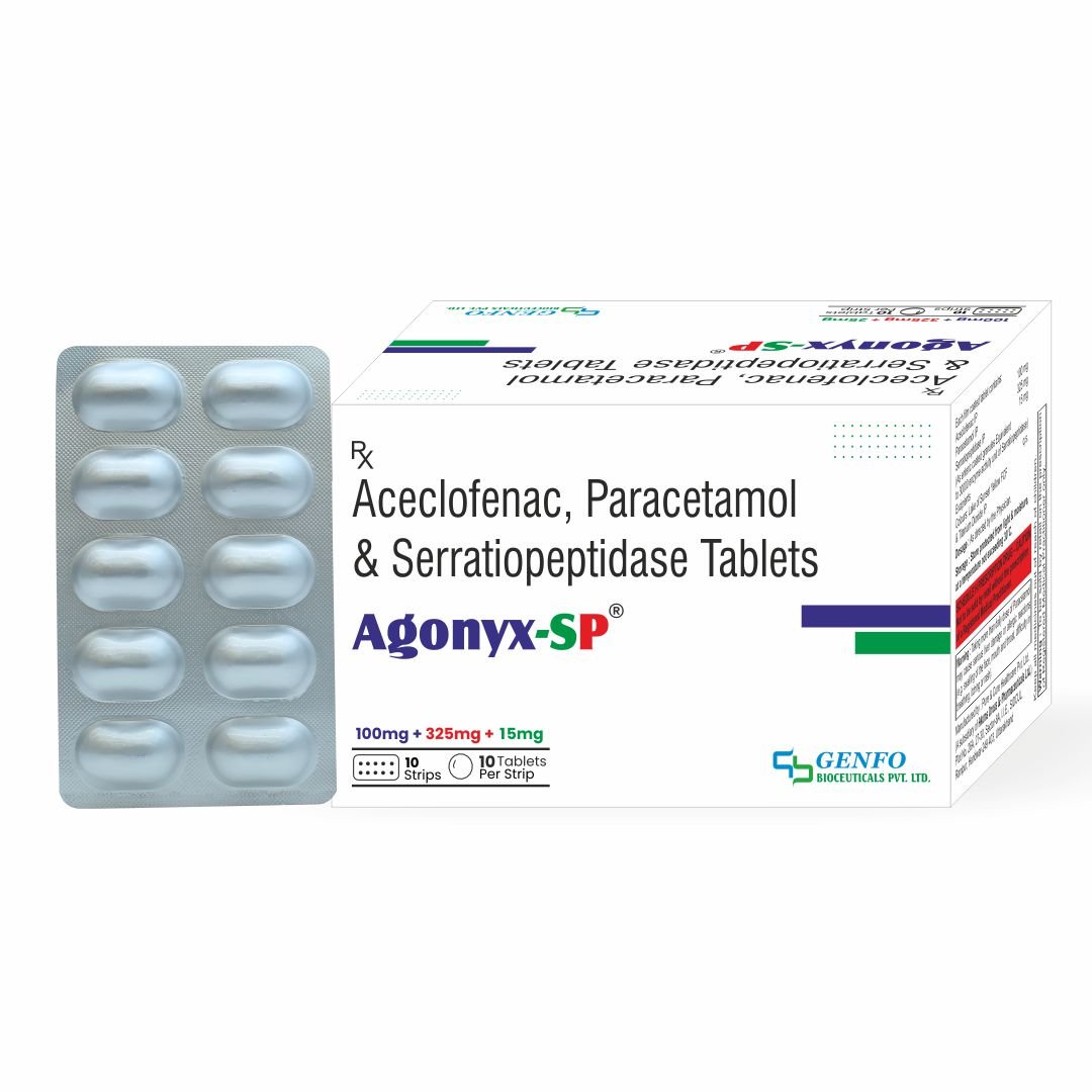Agonyx-SP™ tablets containing Aceclofenac, Paracetamol and Serratiopeptidase