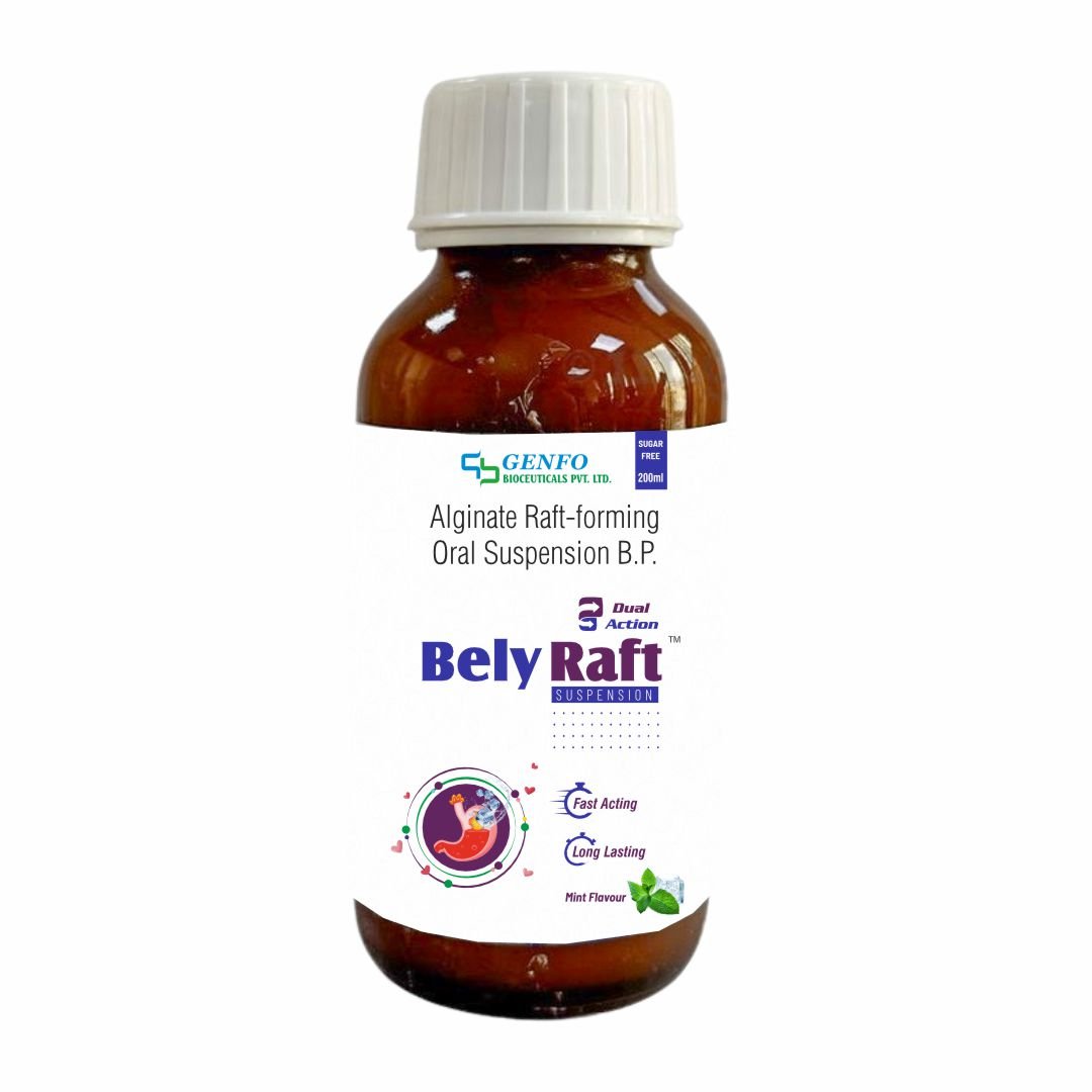 BelyRaft suspension for acidity, heartburn, and reflux management.