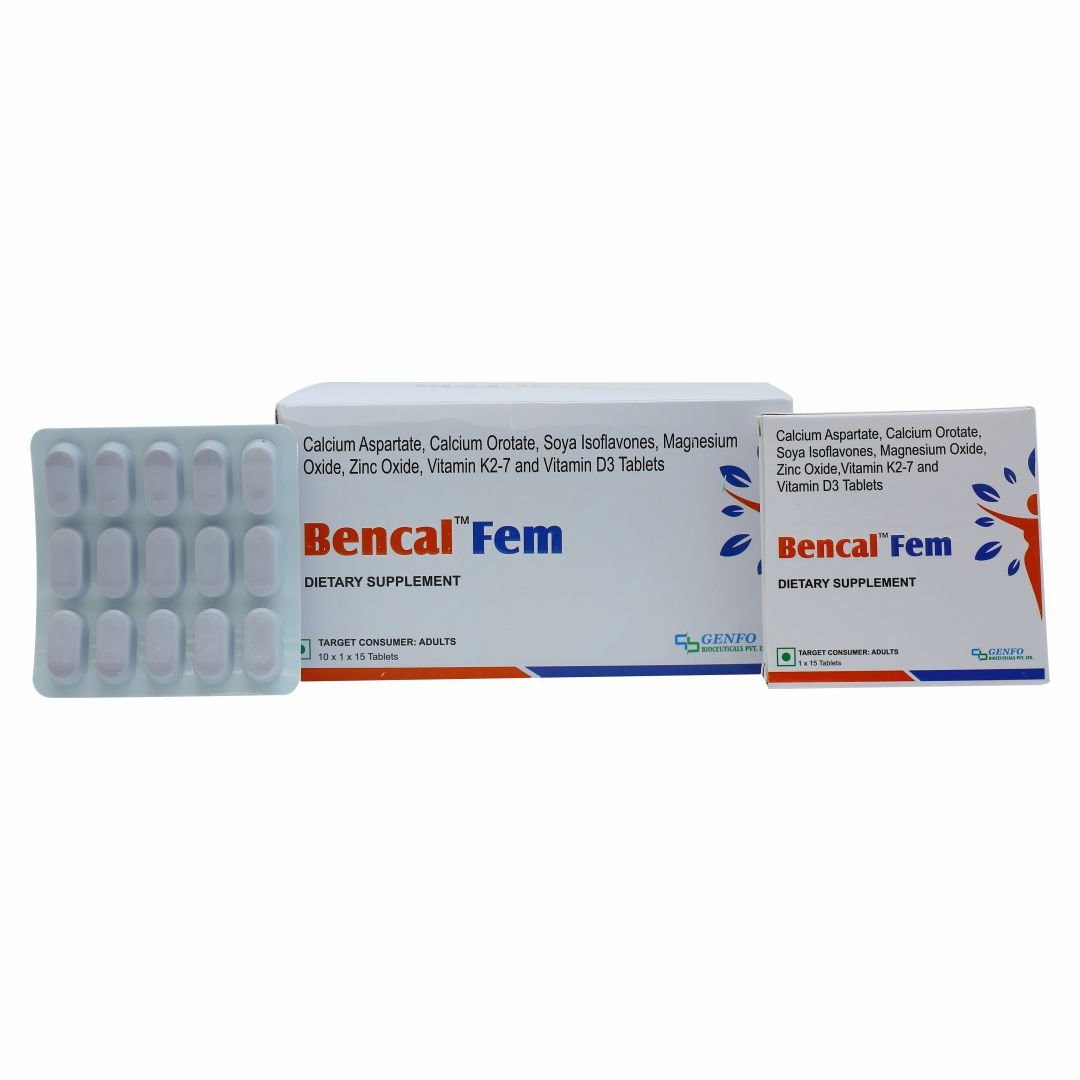 Bencal Fem™ tablets containing Calcium, Soya Isoflavones, Magnesium, Zinc, Vitamin K2-7 and Vitamin D3