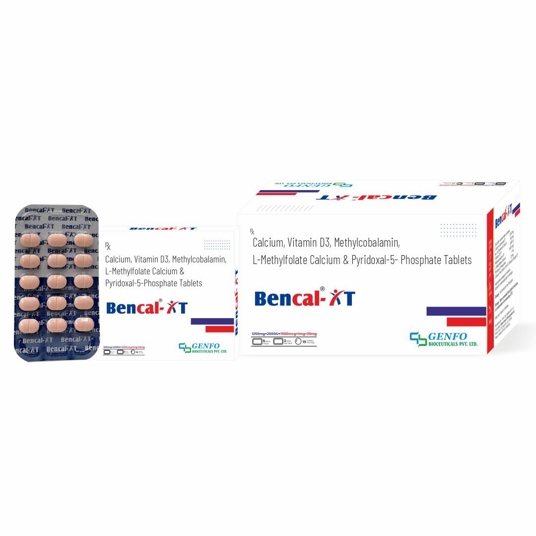 Bencal XT™ tablets containing Calcium Carbonate, Vitamin D3, Methylcobalamin, L-Methylfolate Calcium and Pyridoxal-5-Phosphate