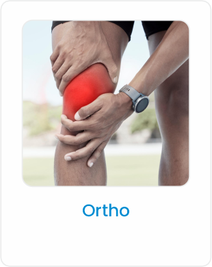 Person holding a painful knee representing orthopedic and joint care treatment.
