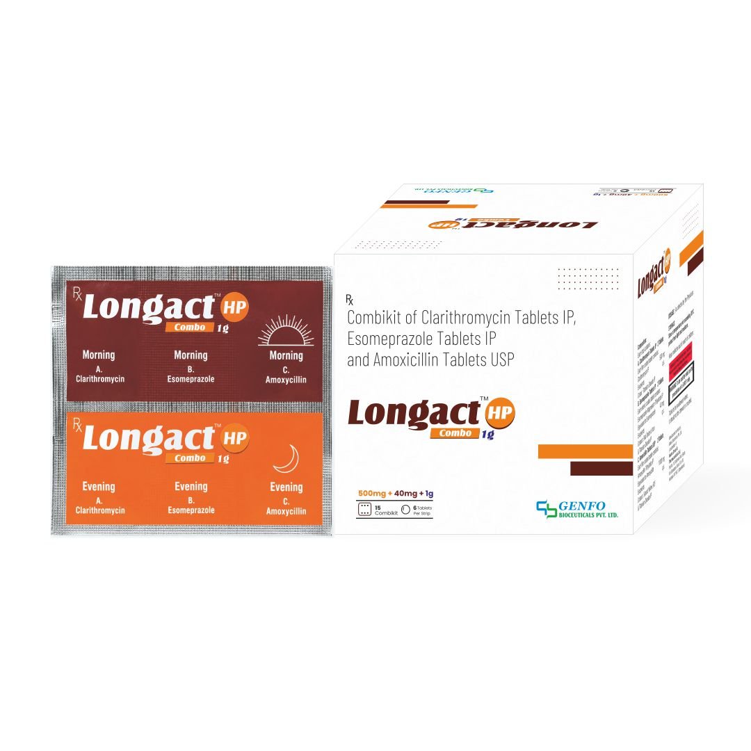 Longact HP Combo 1g Clarithromycin Esomeprazole Amoxycillin