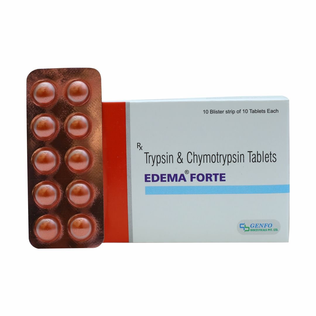 Edema Forte™ tablets containing Trypsin and Chymotrypsin 100000 AU