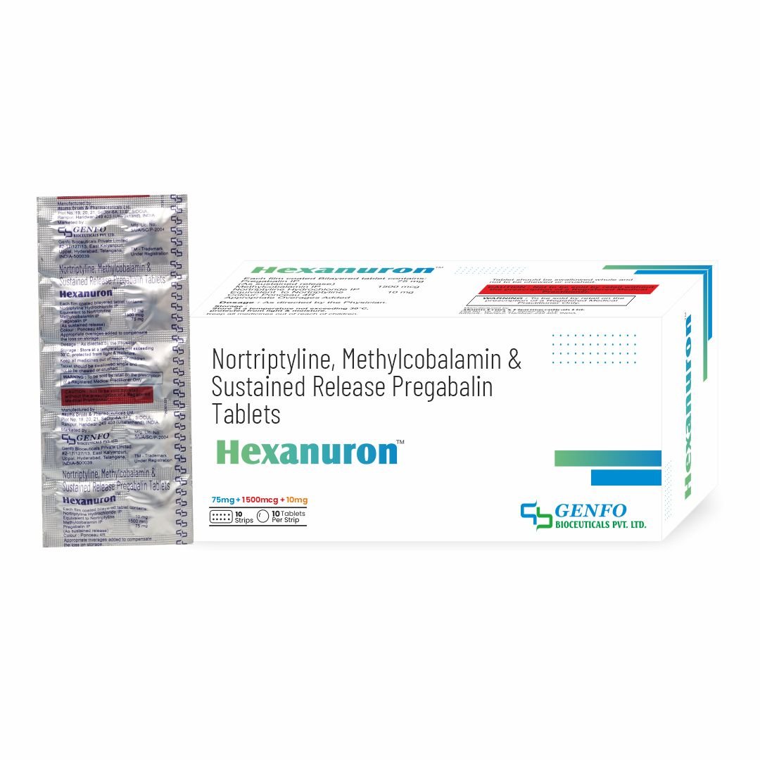 Hexanuron™ bilayered tablets containing Pregabalin, Methylcobalamin and Nortriptyline